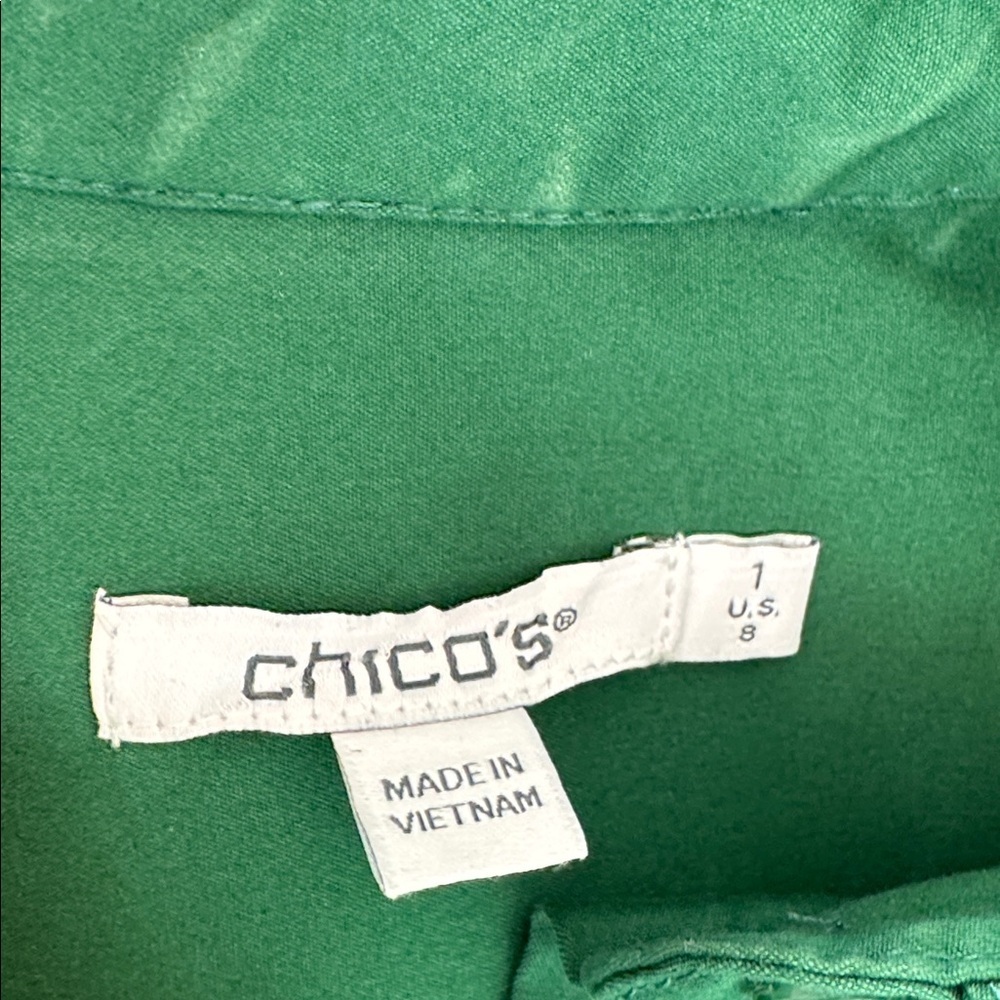 Chico's Ruched Sleeve Popover Green Midi Dress - Picture 6 of 7